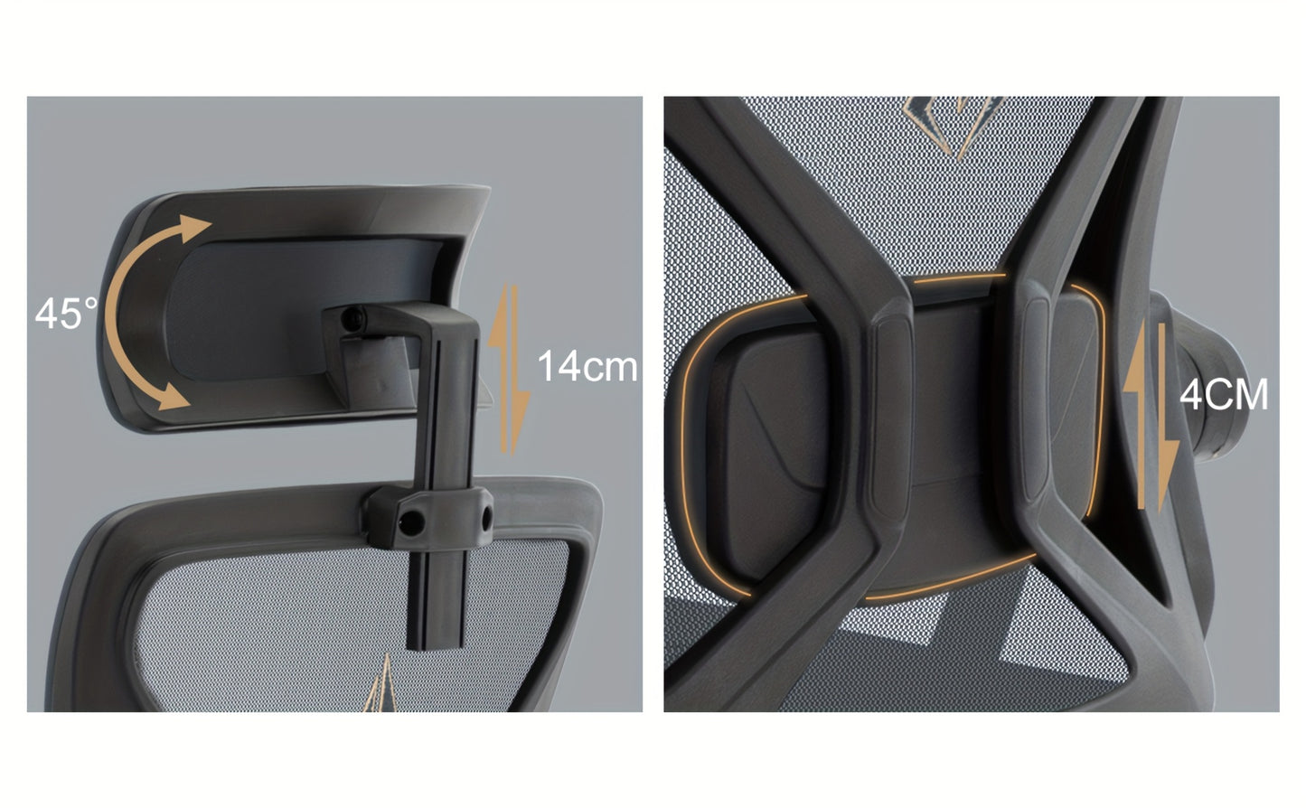 Sedia Ufficio Ergonomica con Supporto Lombare e Poggiatesta Regolabili, Funzione di Inclinazione e Rotazione, Sedia da Scrivania per Computer