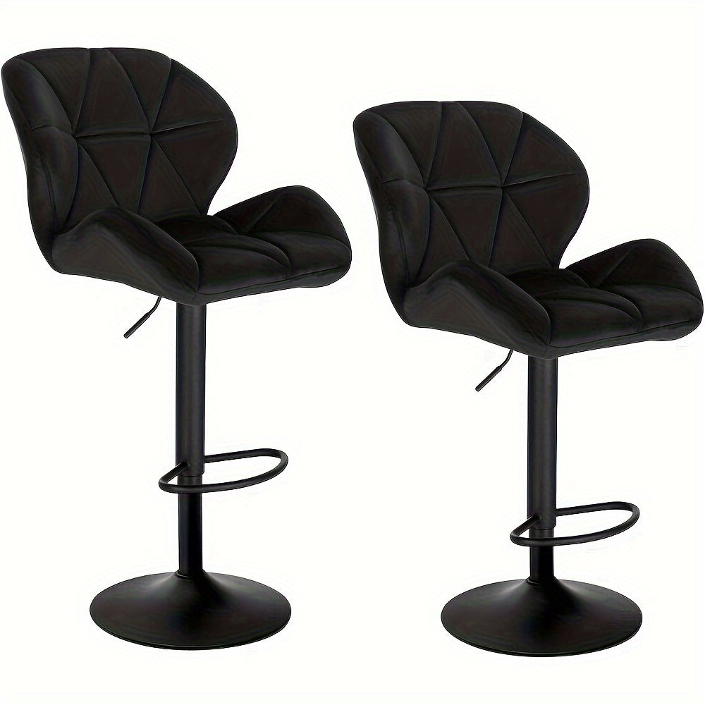 2 pezzi di Sgabelli da Bar, Sgabelli da Bistro Designer, con Schienale, Regolabili in Altezza, Rotanti, in Velluto, Acciaio