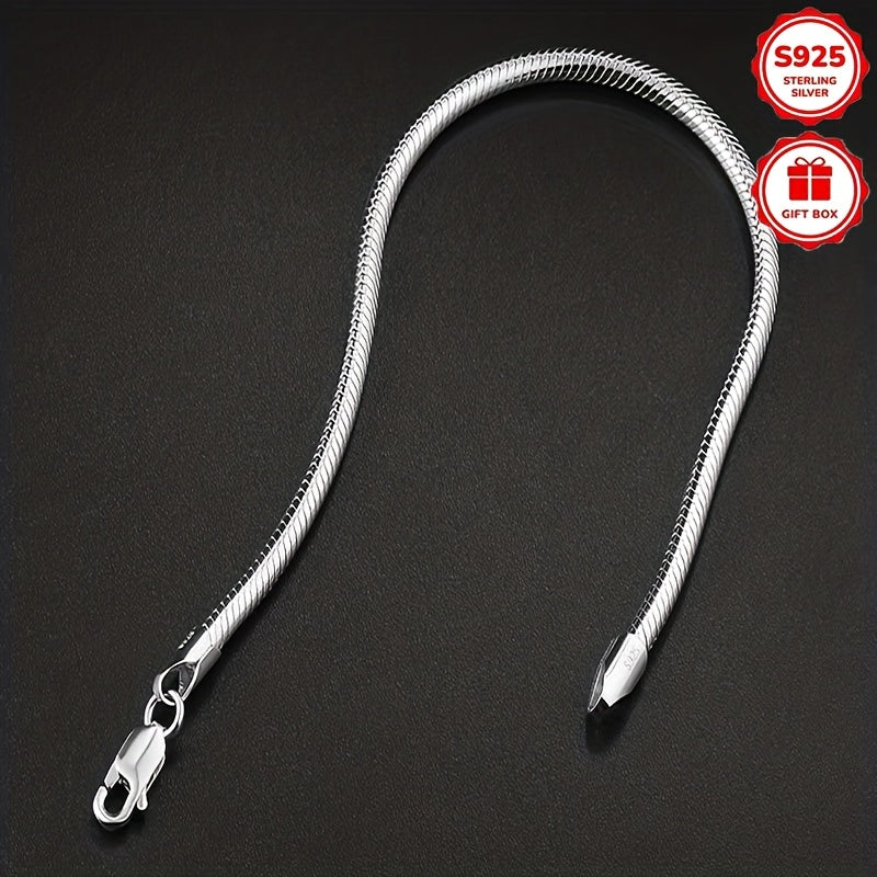 Bracciale in Catena Snake Bone in Argento Puro 925, Design Semplice ed Elegante con Stile Chic e Versatile, Perfetto per l'Uso Quotidiano, Regalo per San Valentino, Regalo per le Feste, Ideale per Compleanni e Vacanze al Mare