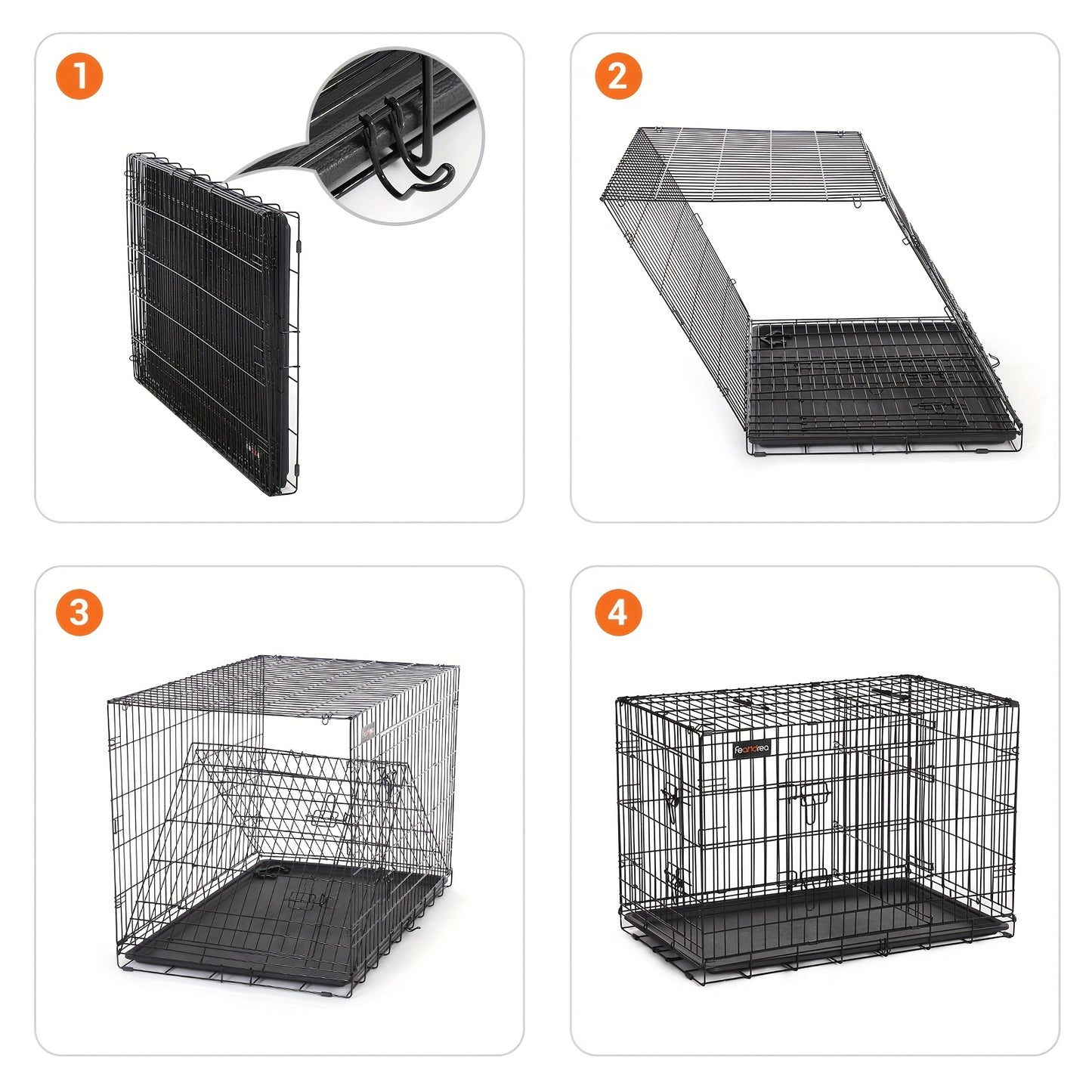 Gabbia per Cani, Casetta per Cani con 2 Porte, 122x74,5x80,5 cm
