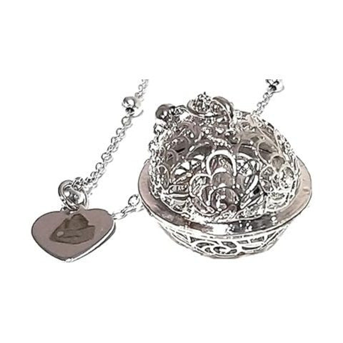 Collana donna in acciaio con pendente richiamo degli angeli colore argento
