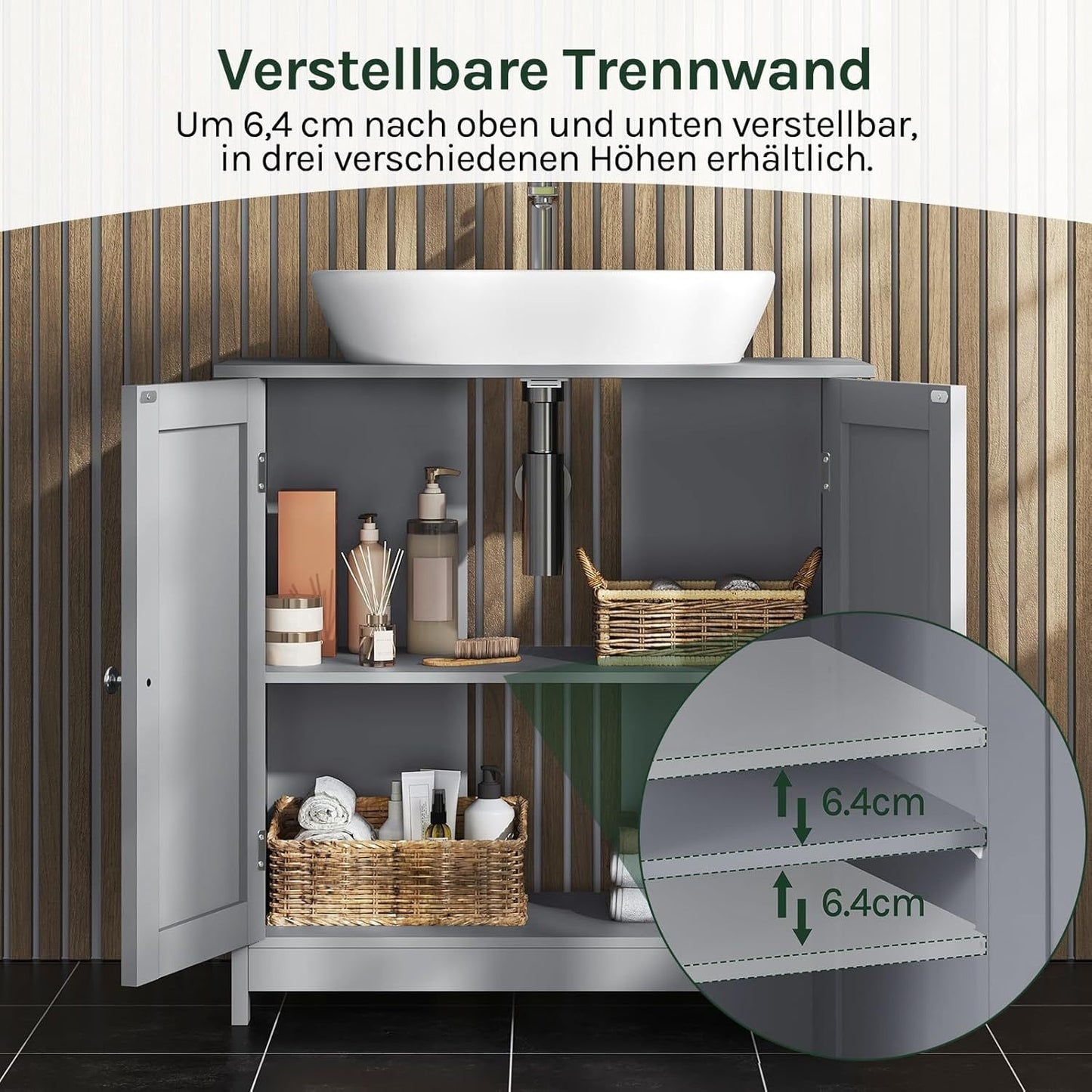 Unità portaoggetti medicina singola, mobile bagno con ripiani regolabili, ampia capacità di stoccaggio per bagni, dimensioni vanità 60 X 30 X 60 cm, disponibile in bianco e grigio