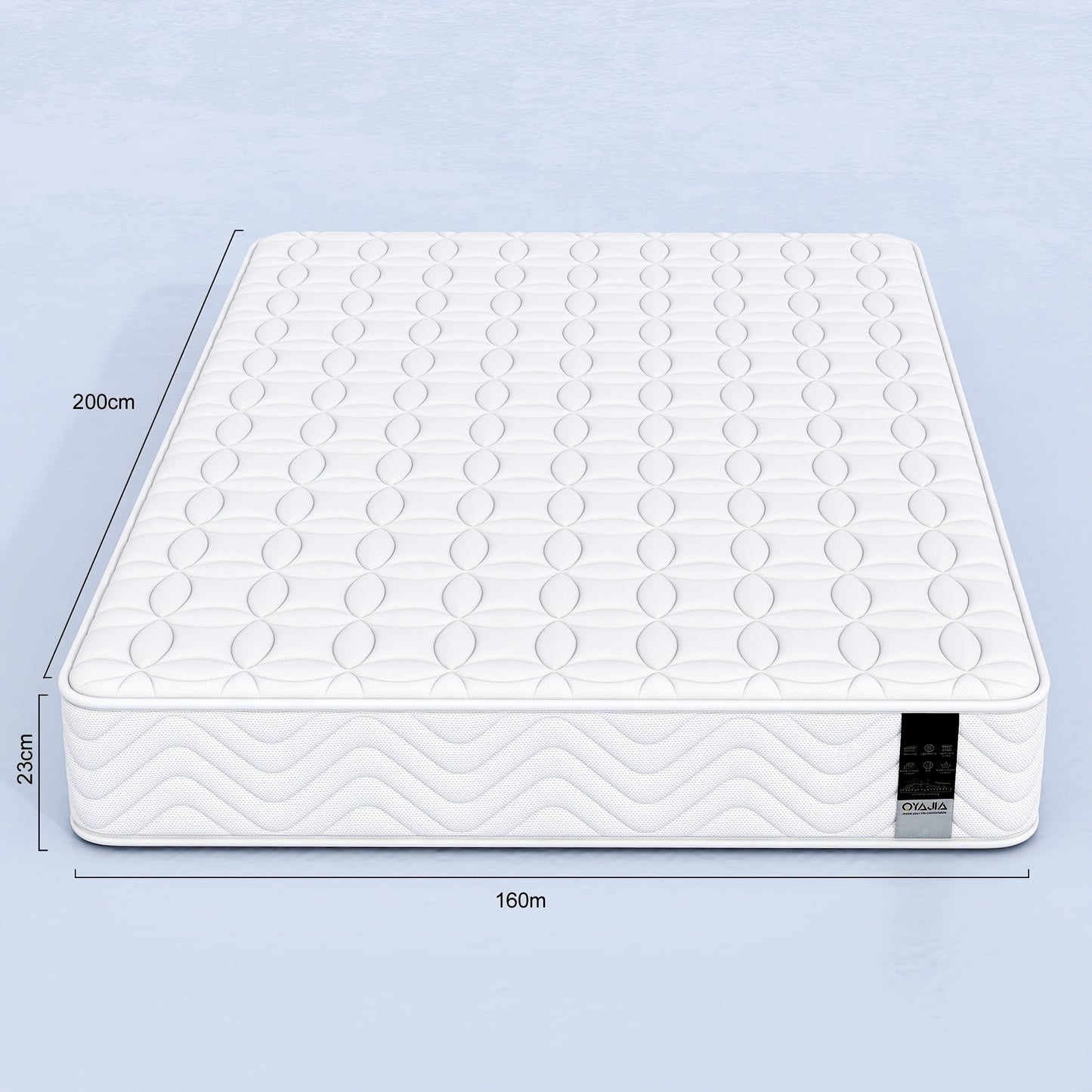 Materasso Singolo/Matrimoniale con Comoda Memory Foam, Materasso Hybird Pocket Sprungs con Isolamento del Movimento, Materassi Media Firmato 90/140/160X200X23Cm