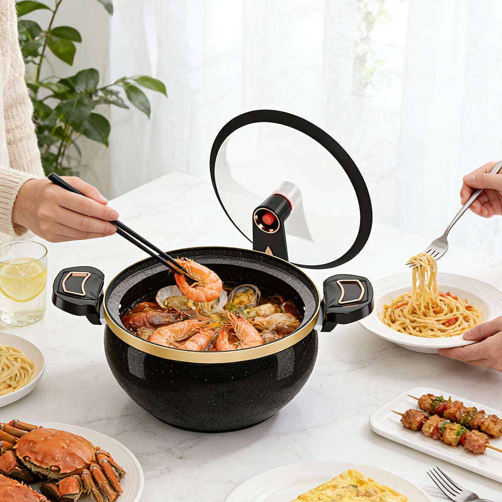 Pentola da 8 litri in ghisa per impieghi gravosi | Include una cucchiaio, adatta per cucinare e stufare, multifunzionale con coperchio, compatibile con piani cottura a gas e a induzione, eccellente capacità di ritenzione del calore, ideale per l'uso in cu