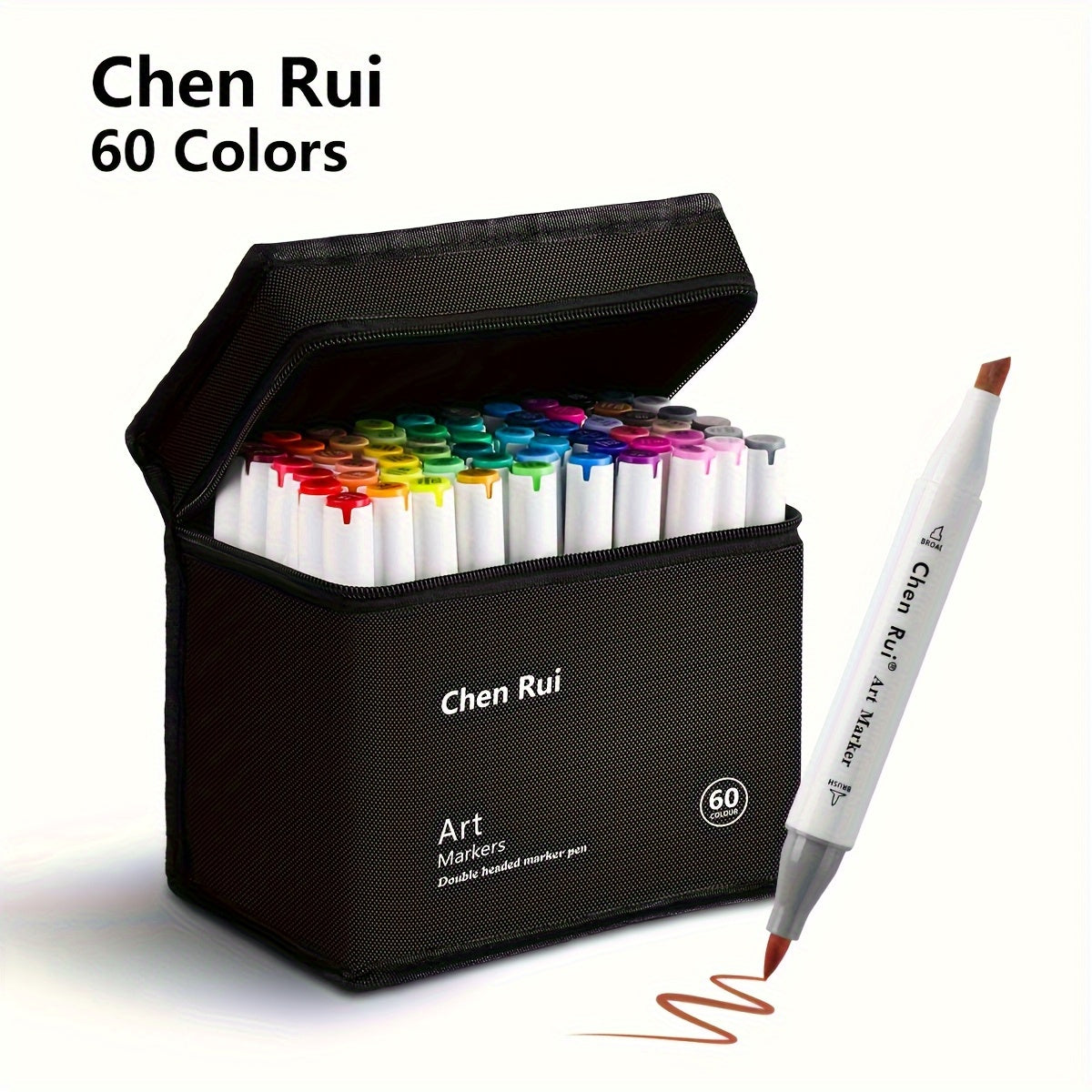 Set di pennarelli professionali per arte - Punta a scalpello e inchiostro a alcool, set di borsa portatile da 48/60/80/100/120 colori - Ideale per disegno, colorazione e grafica - Scelta perfetta per artisti, studenti e professionisti