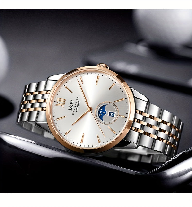 I&W Carnival High-End Brand Orologio Meccanico da Uomo in Acciaio Inossidabile con Mirino in Sapphire, Orologio Sportivo alla Moda da Uomo, Regali per le Vacanze, Senza Batteria