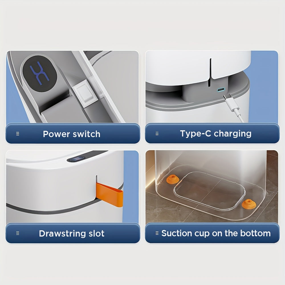 Cestino Smart Sensor per Bagno con Coperchio Automatico, Pattumiera Senza Mani per Bagno con 30 Sacchetti, Cestino Salvaspazio Slim da 10L Bianco, per Cucina, Camera da Letto, Ufficio, Camper, Cestini da Bagno Perfetti, Plastica Resistente, Facile da Puli