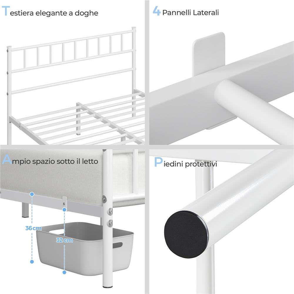 Costoffs Struttura Letto Moderno in Metallo con Testiera e Pediera con Spazio di Archiviazione per Appartamento Camera da Letto
