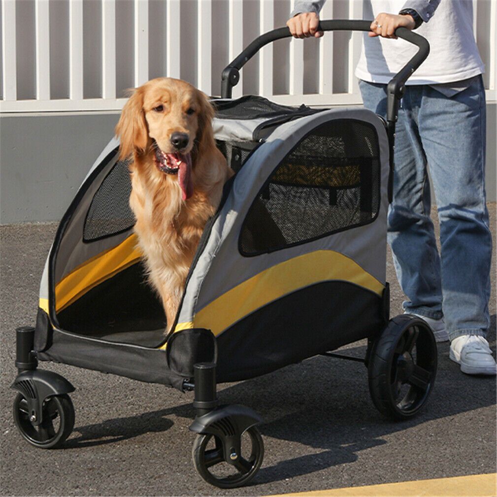 M/L/XL Passeggino Pieghevole per Cani di Taglia Piccola, Carrello Rotante per Animali Domestici a 4 Ruote per Cane e Gatto