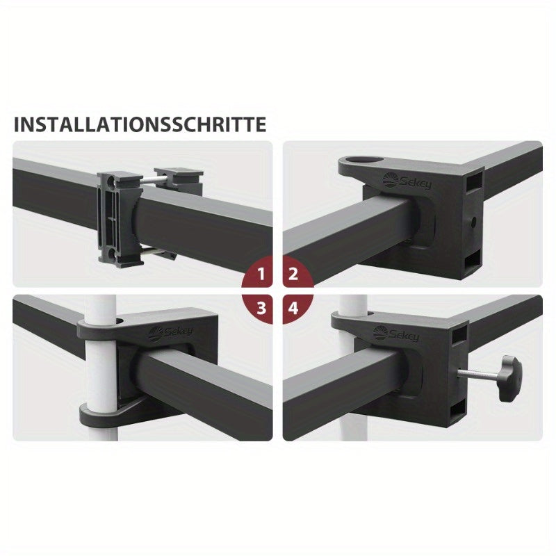 Portaombrellone per ringhiera del balcone | Supporto da balcone per ombrelloni, nero