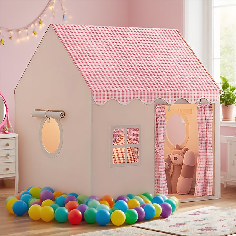 Tenda a scacchi rosa e bianca stile casa - Grande casetta da gioco per interni ed esterni per bambini | Pieghevole per una facile conservazione | Grande casa a scacchi rosa | Regalo perfetto per vacanze e compleanni per ragazzi e ragazze. Casa fantastica