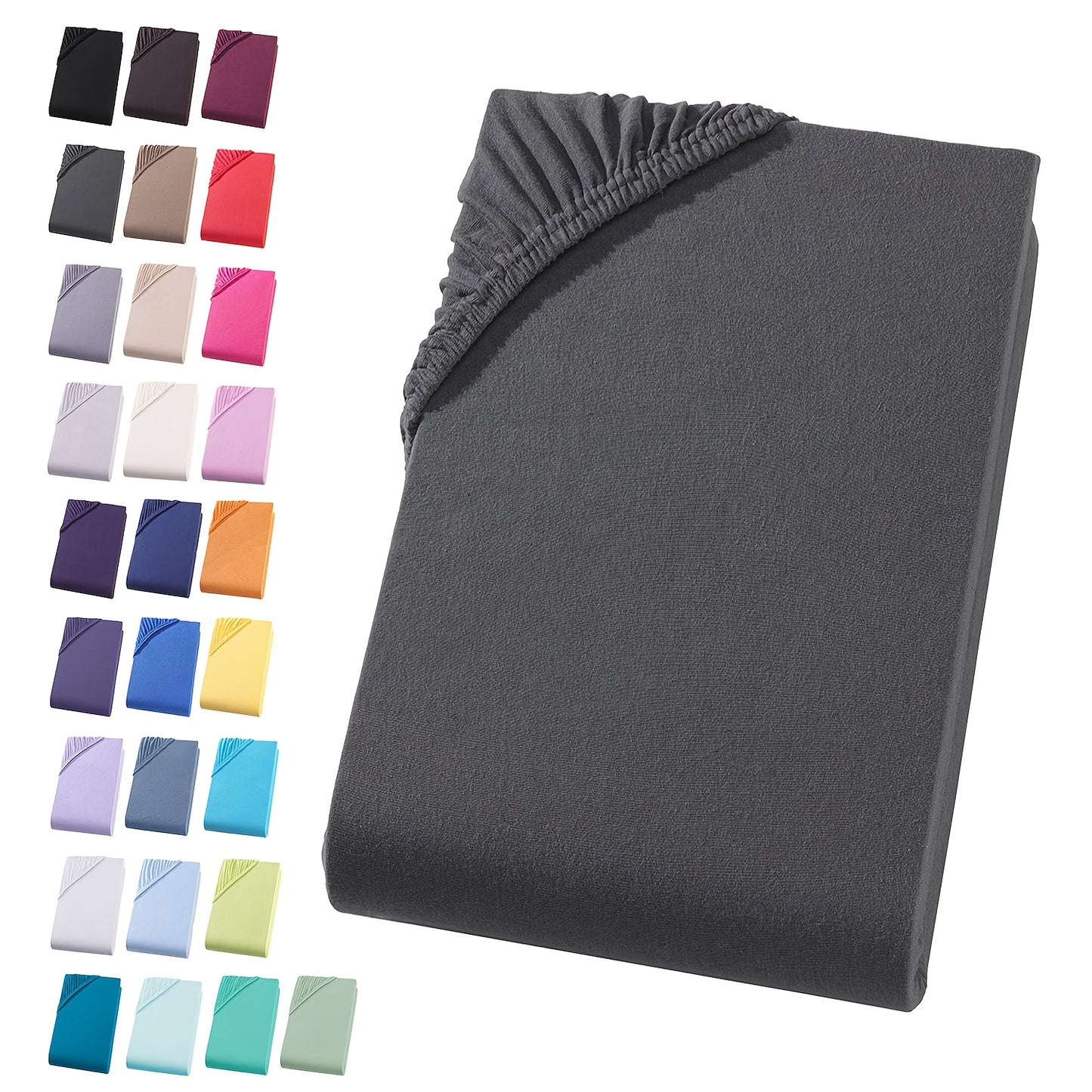 2 Pezzi Lenzuolo Jersey 100% Cotone 130gsm, Lenzuolo con Angoli Elastici, Gonna 30cm, Ipoallergenico, Traspirante, Adatto per Camera da Letto, Dormitorio e Camera degli Ospiti, Lavabile in Lavatrice, Biancheria da Letto Jersey