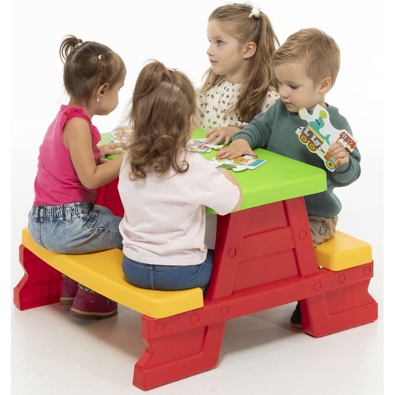 Gruppo di sedute per bambini da esterno - Tavolo da picnic con panche, resistente alle intemperie, vari colori