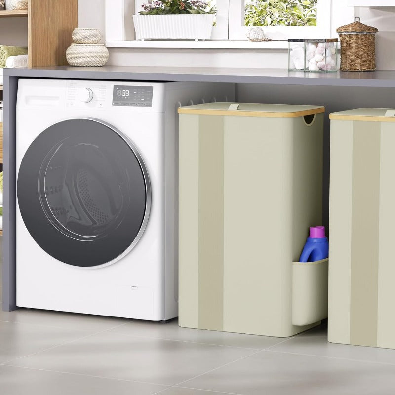 Furnestorica Cesto Portabiancheria con Coperchio, Design a Rete Trasparente con Capacità Chiara, Cesto per Biancheria da 100L con Manici e Sacca per Bucato Rimovibile, Cesto Traspirante con Coperchio per Camera da Letto, Bagno, Dormitorio, Lavanderia, Ces