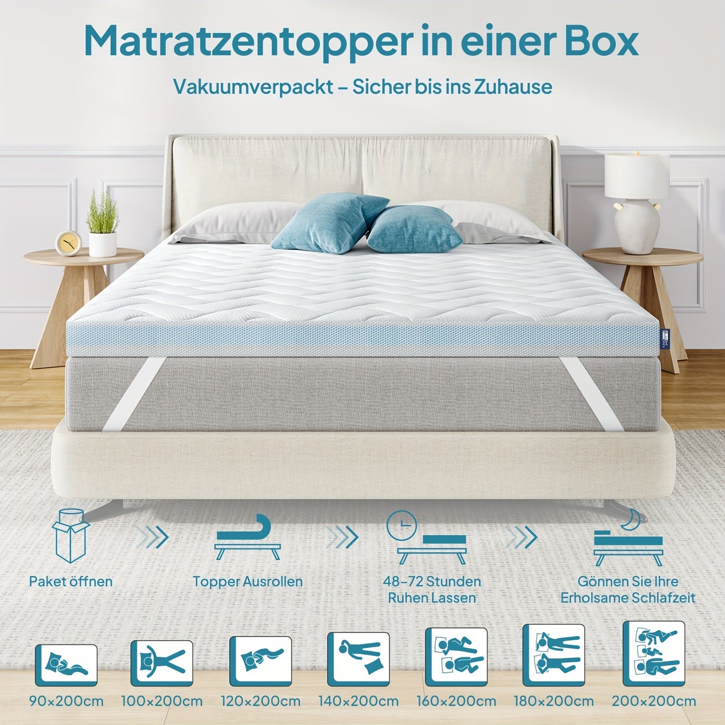 Bedstory 10CM O 7.5CM O 5CM Topper per Materasso, Doppia Flessibilità H3 & H4 Gel Cold Foam, Traspirante, Lavabile, Rivestimento 3D Rimovibile, Topper per Materasso per Letti a Scomparsa 90 100 120 140 160X200 180X200 200X200, Divano e Materassi Rigidi