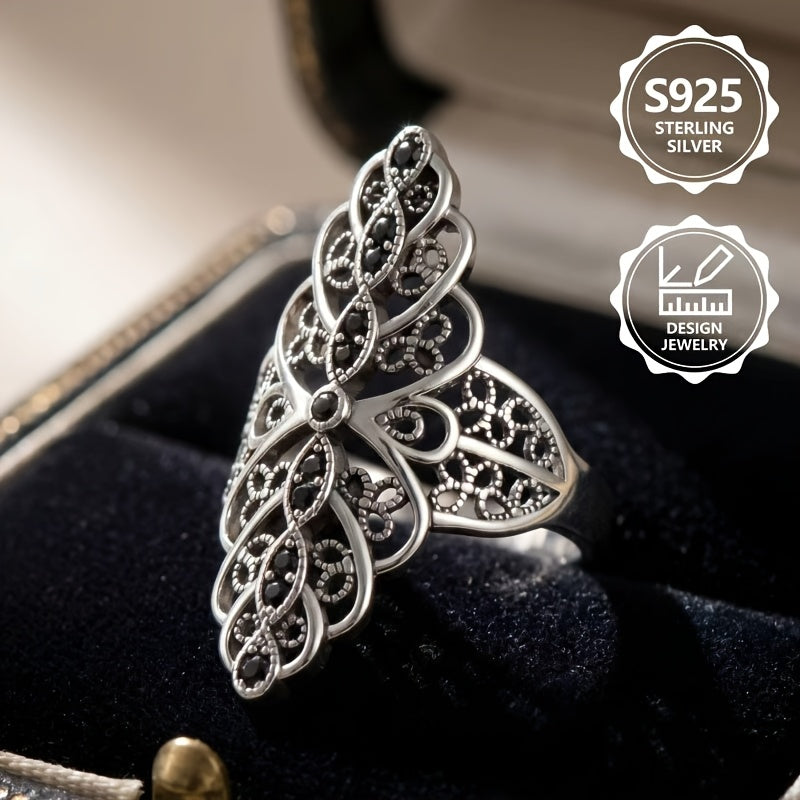 Anello da donna alla moda squisito PM:A25 in argento sterling 925, elegante e alla moda, intarsiato con Zirconia sintetica, un anello di gioielleria da donna di alto valore, adatto per vacanze, viaggi e uso quotidiano, il regalo commemorativo perfetto per