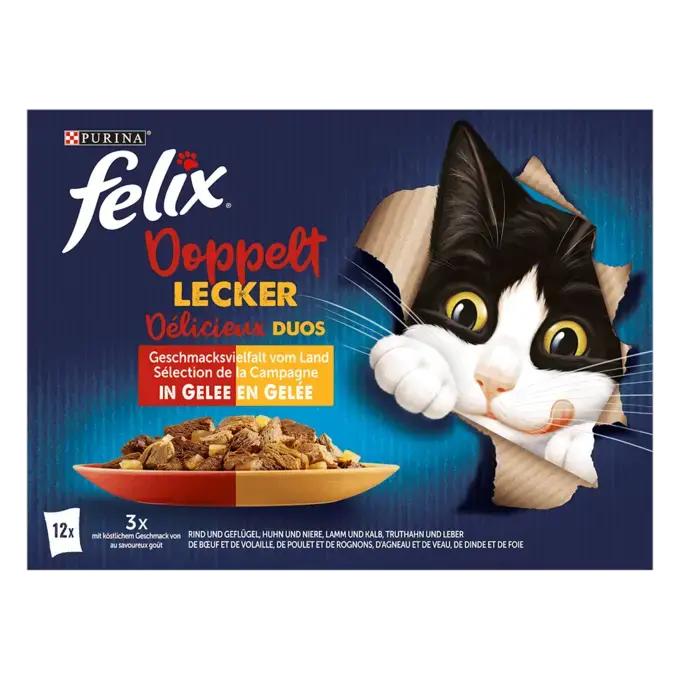 FELIX As Good as It Looks Double Delicious Miscela di Carni, Cibo Umido per Gatti in Gelatina