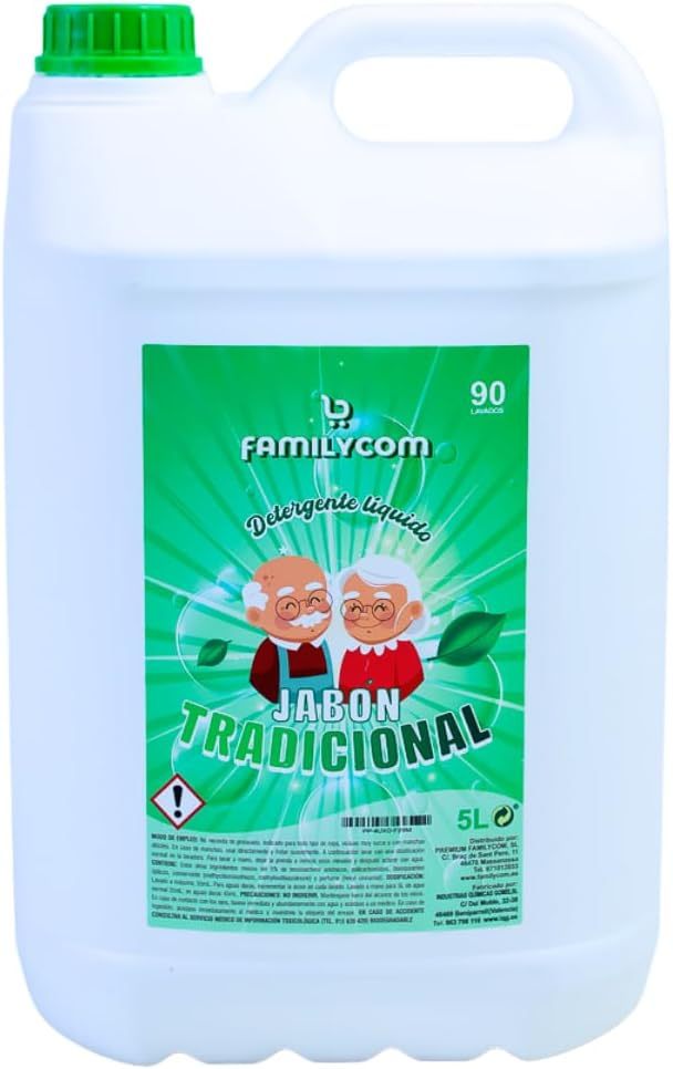 Detergente Liquido Professionale Tradizionale di Marsiglia 5L, Formula Concentrata per Biancheria Bianca e Colorata, 90 Lavaggi, Sapone Naturale per un Bucato Pulito e Cura