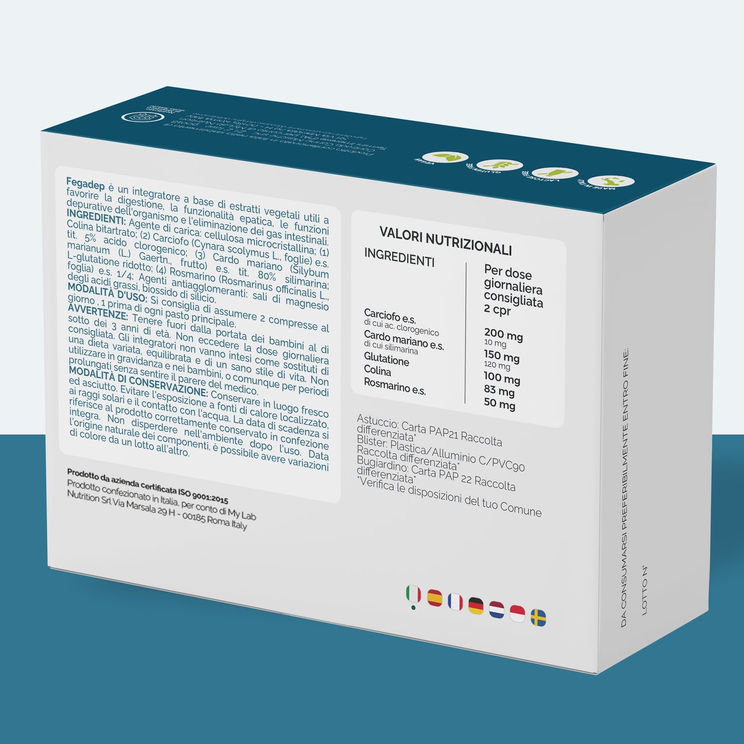 Nutracle FegaDep – Integratore alimentare in compresse con Cardo Mariano, Carciofo, Colina e Rosmarino | 40 unità
