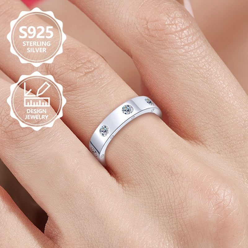 Anello da donna alla moda squisito PM:A25 in argento sterling 925, elegante e alla moda, intarsiato con Zirconia sintetica, un anello di gioielleria da donna di alto valore, adatto per vacanze, viaggi e uso quotidiano, il regalo commemorativo perfetto per