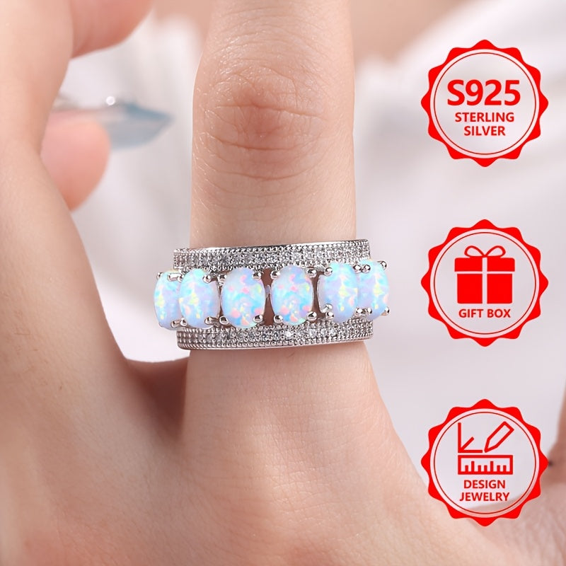 Un anello da donna spettacolare, realizzato in argento sterling 925, elegante e alla moda, abbellito da pietre naturali. Questo bellissimo gioiello è perfetto per le vacanze, l'uso quotidiano e rappresenta un regalo commemorativo ideale per gli amici.