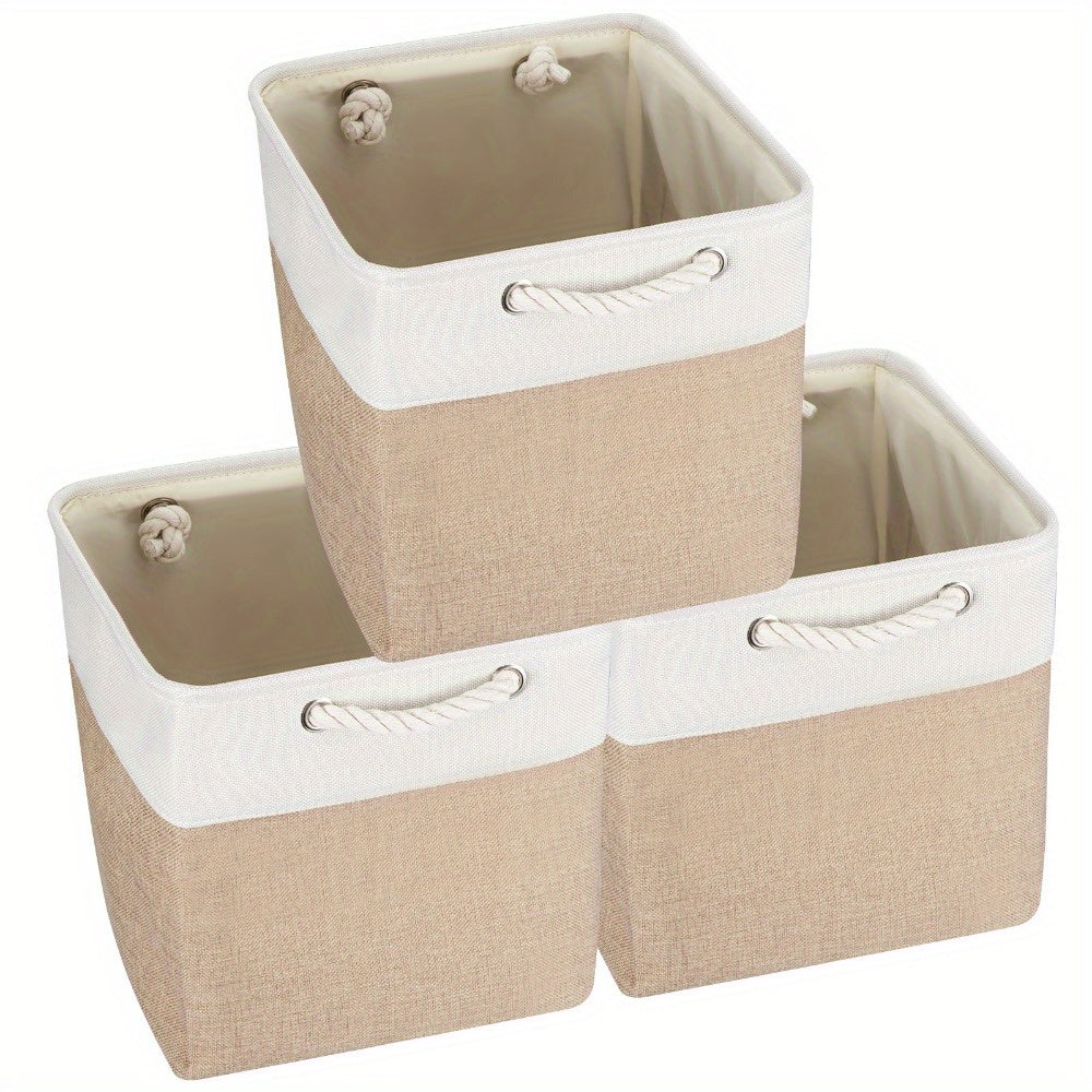 Contenitore Pieghevole con Manici, Cesto in Tessuto per Organizzare Mensole, Armadi e Guardaroba; Robusto e Leggero per l'Organizzazione Domestica, Cesti per Scaffali