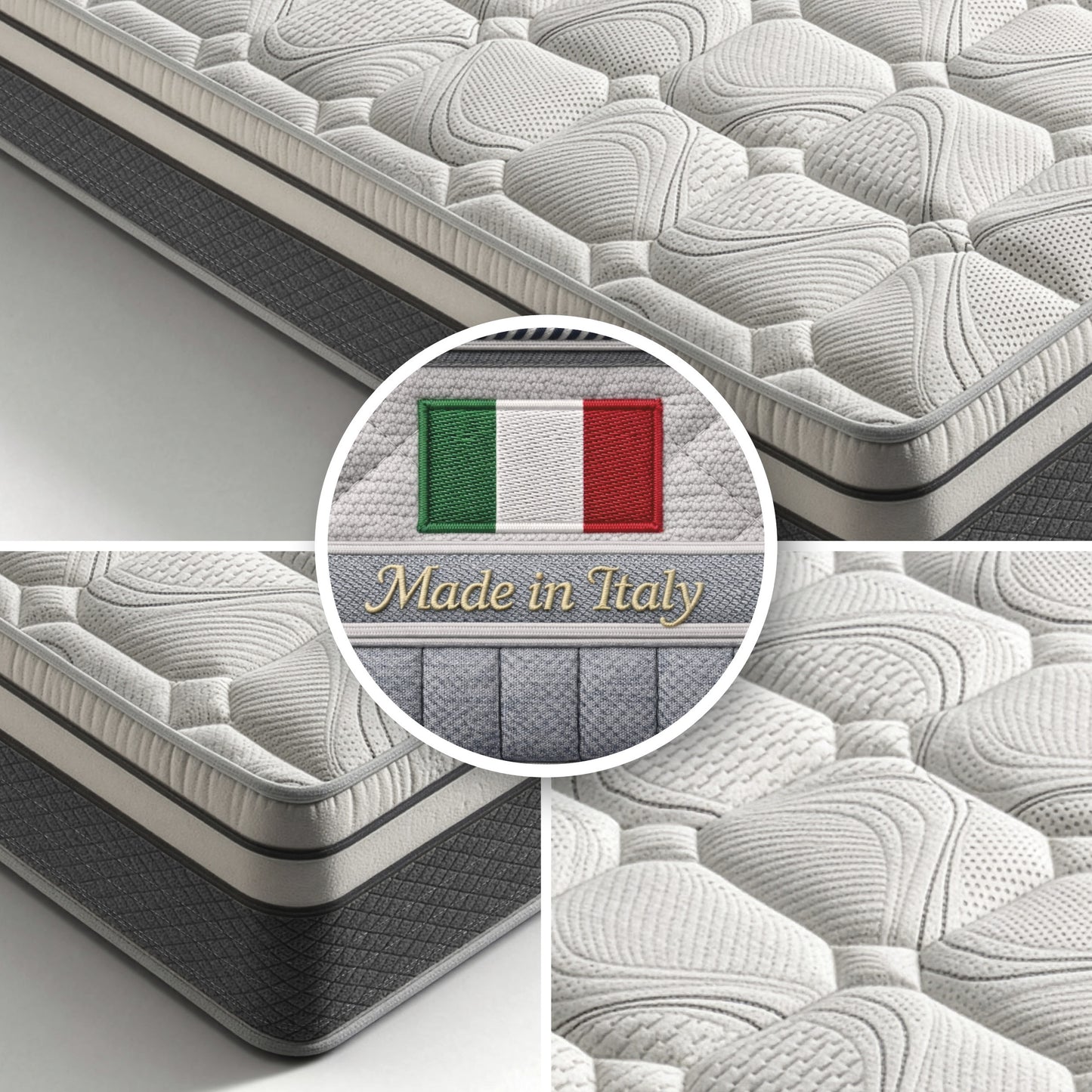 Materasso Memory Foam, Ortopedico Indeformabile, Alto 20 cm, 13 Zone di Comfort INDEFORMABILE, Made in Italy, Massima Traspirazione, Sistema Alleviamento Punti di Pressione Disponibile in diverse Dimensioni