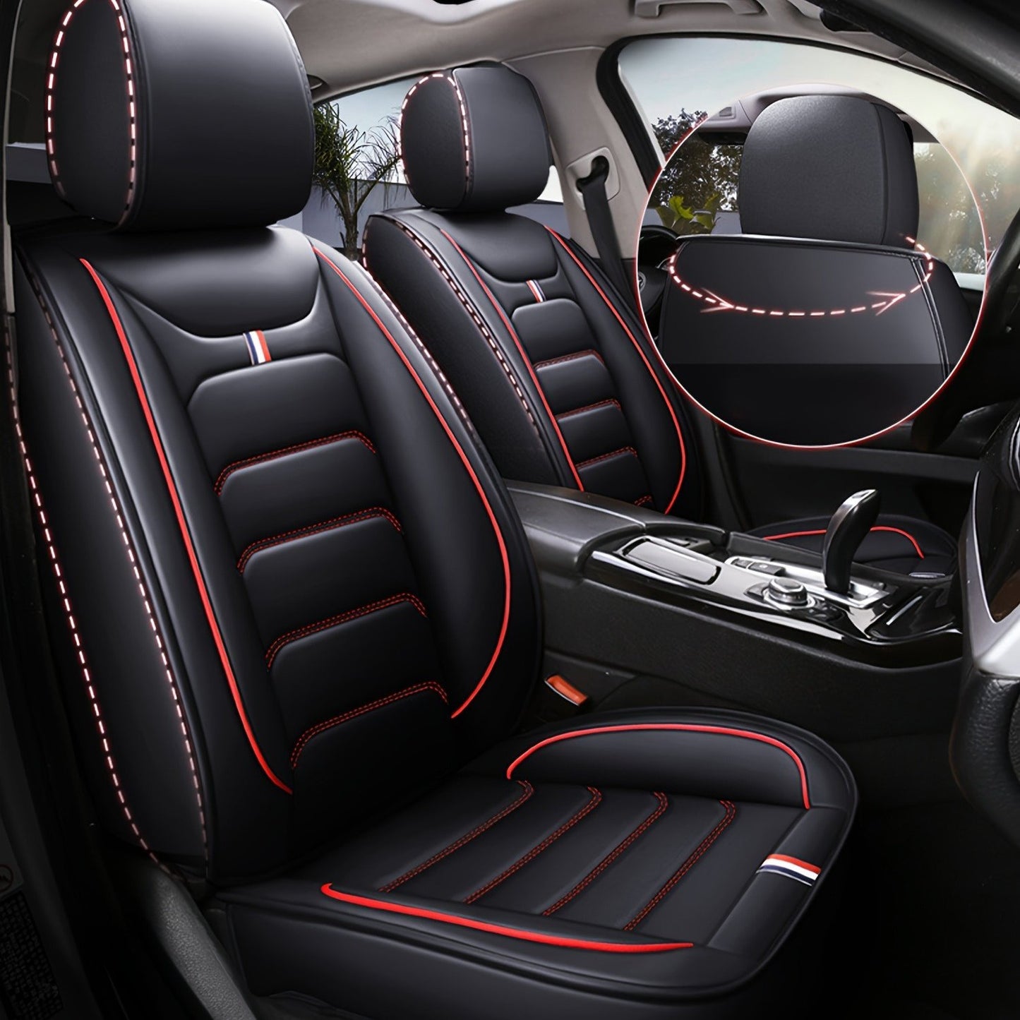 Set Completo di Coprisedili Auto Premium a 5 Posti, Universale per la Maggior Parte dei Veicoli, Protezione Antiscivolo a Copertura Totale con Cuscini Poggiatesta, Design Resistente ed Elegante