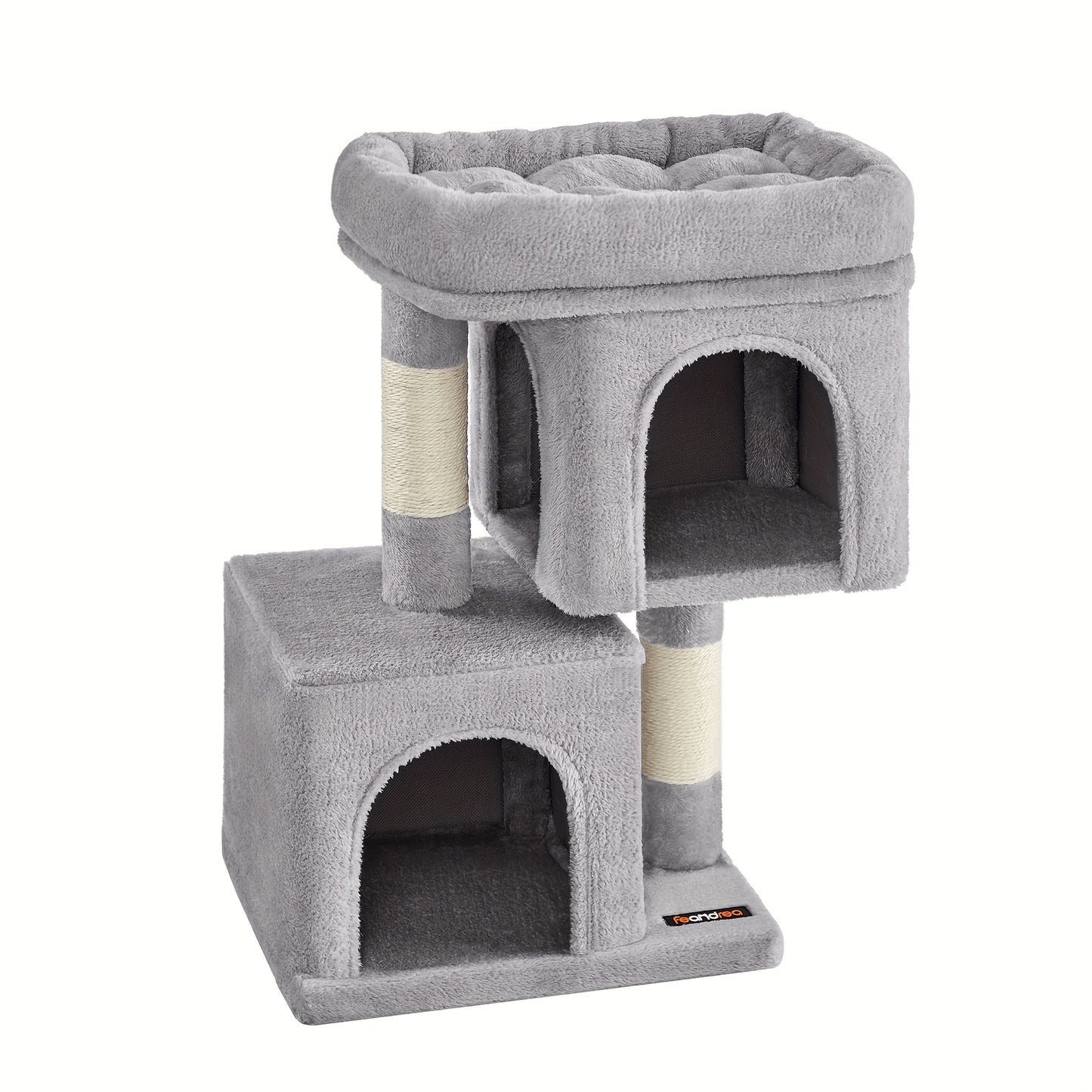 Albero per gatti, Torre da 67 cm, S, Condo per gattini fino a 3 kg, Posatoio, 2 grotte, Tiragraffi
