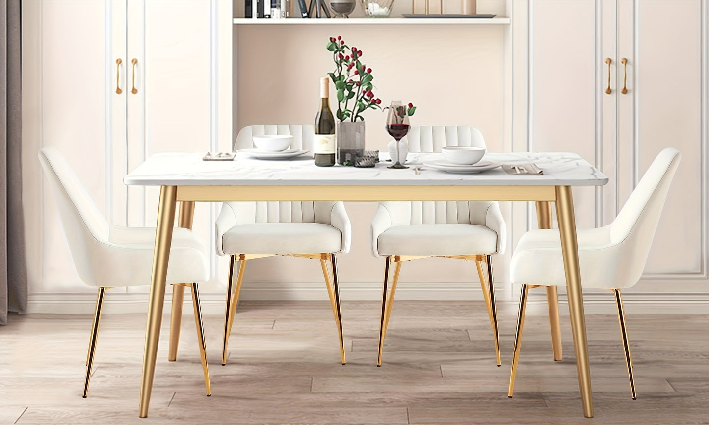Set di 2 Sedie da Pranzo in Velluto, Moderne con Gambe Metalliche Dorate, Sgabelli Imbottiti Senza Braccioli per Cucina o Salotto