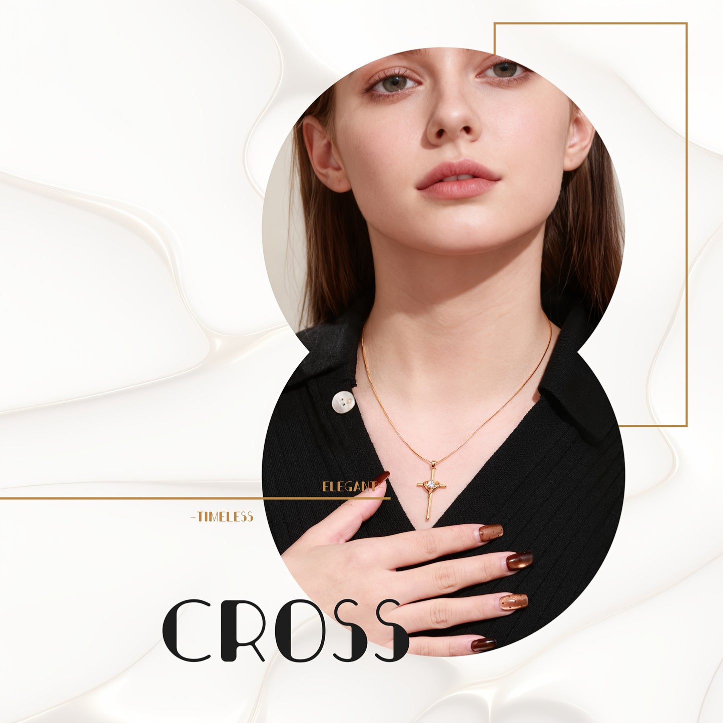 Magazzino Locale, Collana a Croce con Zirconia Dorata in Argento 925 da Donna, Temperamento Elegante, Adatta per l'Uso Quotidiano, Regalo Perfetto per le Feste per Donne per San, Natale, Anniversario, Confezionata in un'Esquisita Confezione Regalo
