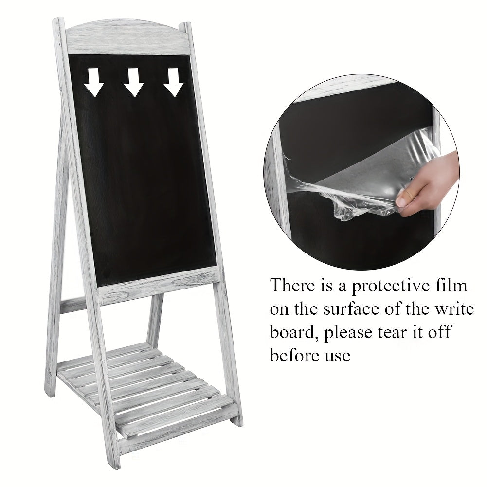 Insegna a sottopassaggio in legno a forma di lavagna A, grande, 110 cm x 40 cm, per caffè, pub, negozio - Insegna riutilizzabile da pavimento con supporto
