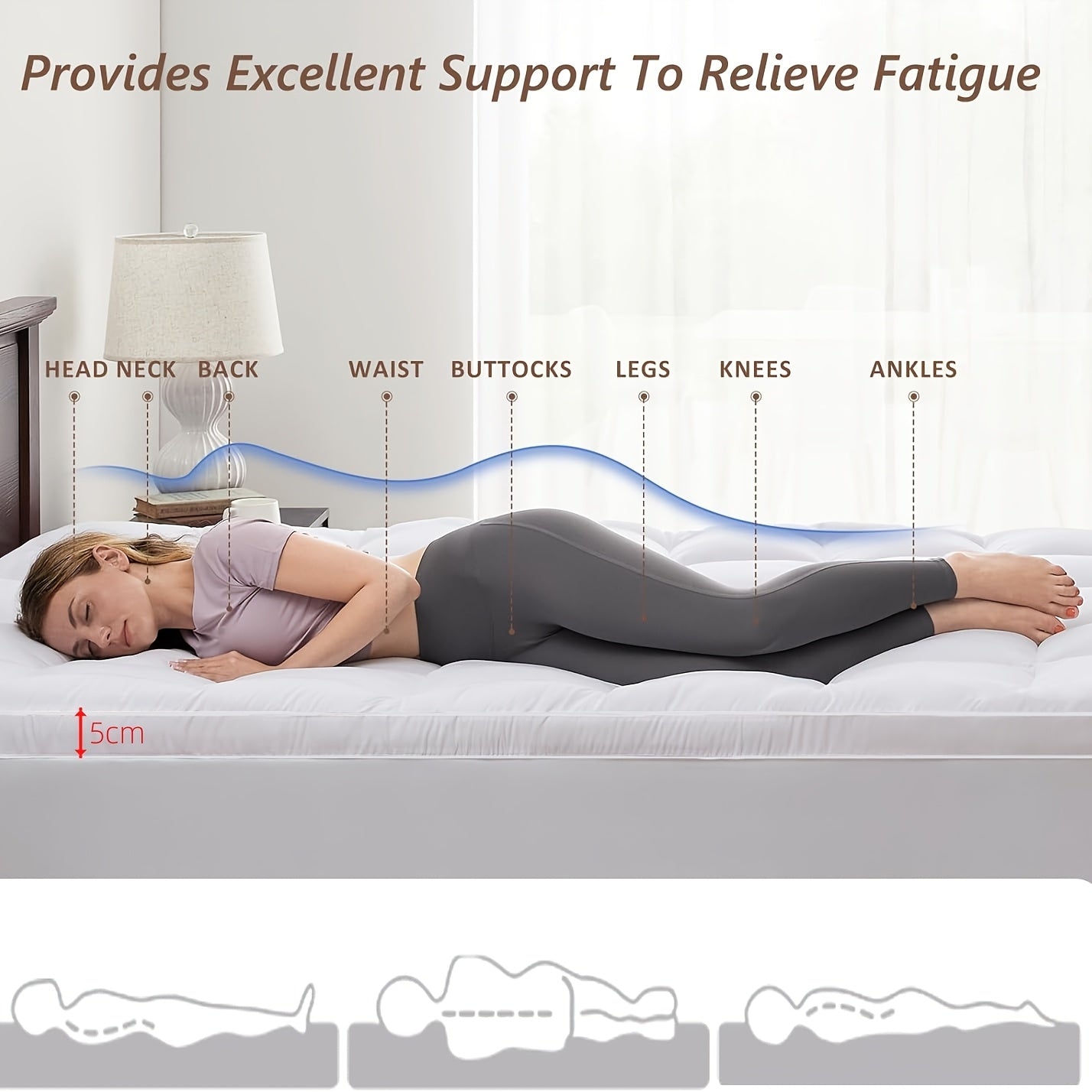 Coprimaterasso Sottile di Lusso con Fascie Elastiche agli Angoli, Tessuto Traspirante, Imbottitura in Poliestere 1000GSM, Comodo e Caldo, Lavabile in Lavatrice, Bianco, Design Trapuntato a Quadri Diamantati, Misura Matrimoniale, Design a Scatola