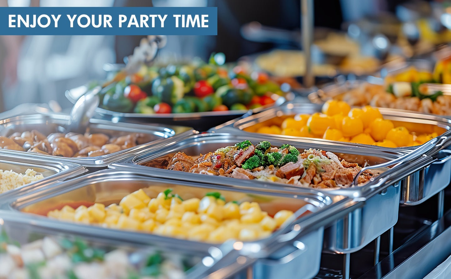 Set da 6 pezzi per buffet con mantenitore di calore - Scaldavivande professionali in acciaio inossidabile per grandi eventi, solo per cucinare
