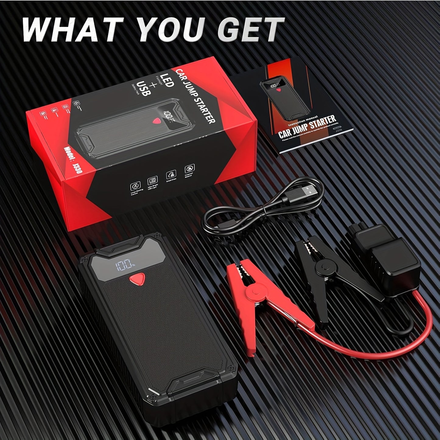 Avviatore di Emergenza per Auto/Moto, 6000A 10000mAh 12V Scatola Avvio (fino a 10L Benzina/8L Diesel), Batteria Portatile Power Bank, LED e 2 Uscite USB