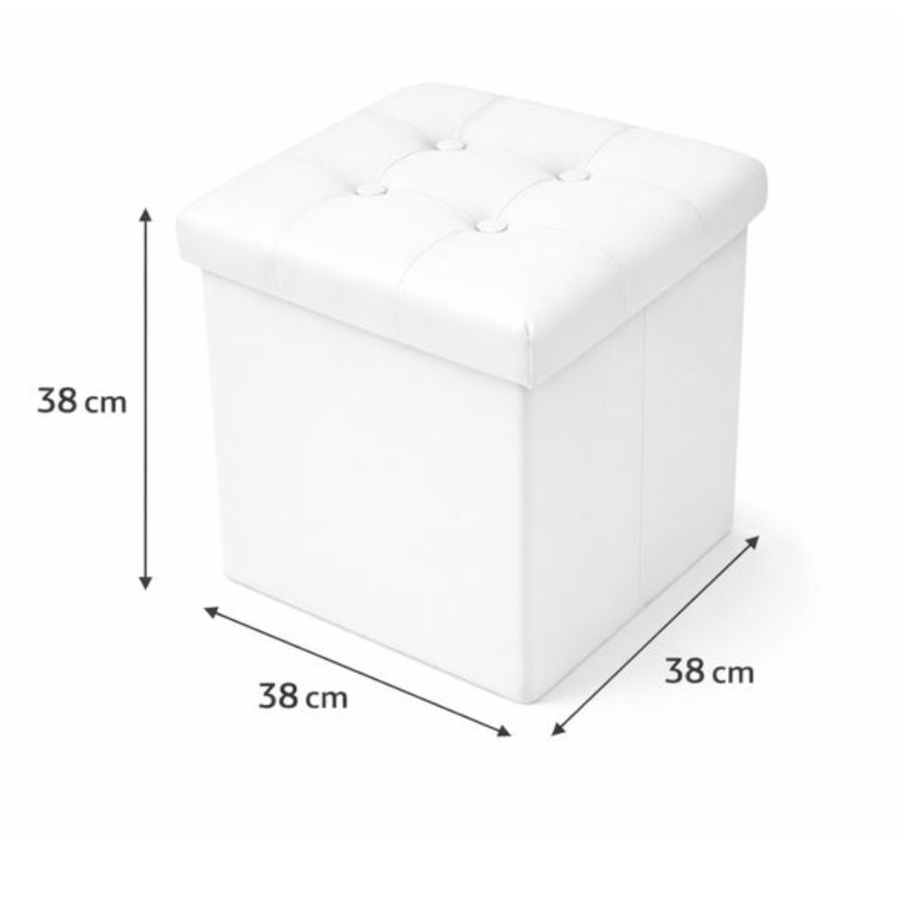Cecaro Group Pouf Cubo Contenitore in Ecopelle Cecaro Group – 38x38 cm – Seduta Imbottita con Baule Salvaspazio – Trapuntato con Bottoni – Vari Colori
