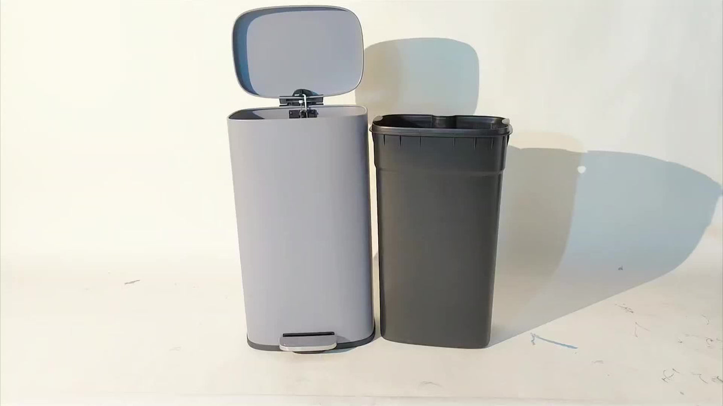 Cestino per la Raccolta dei Rifiuti di Cane in Acciaio Inossidabile da 30L, Bidone della Spazzatura con Chiusura Lenta e Secchiello Interno, Maniglia Inclusa, Resistente + Facile da Pulire + Antiodore, Adatto per Cortile, Cucina, Soggiorno, Ufficio