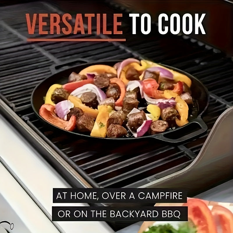 Padella piastra multifunzione in ghisa da 1 pezzo - Padella antiaderente per pizza, barbecue, pancake - Compatibile con tutti i piani cottura, ideale per cucina domestica e cottura all'aperto