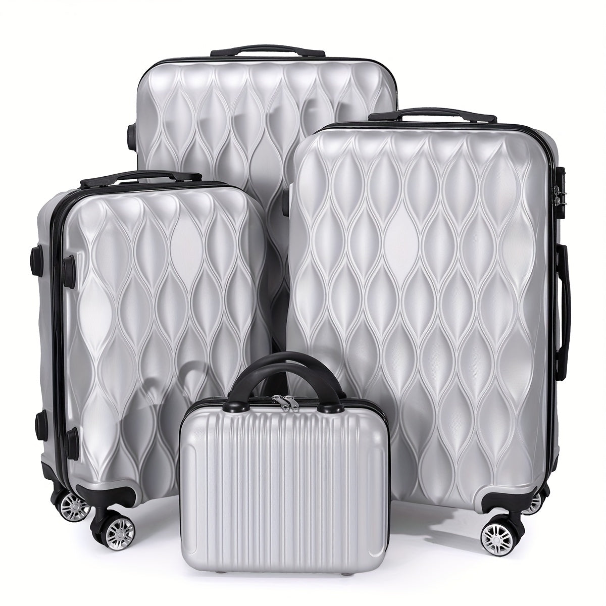 Un Set di 2 o 4 Pezzi di Valigie in ABS con Design a Foglia, Ruote Silenziose Rotanti, Ideali per Viaggi Breve e Lungo Termine, Uso Personale o come Regalo Perfetto