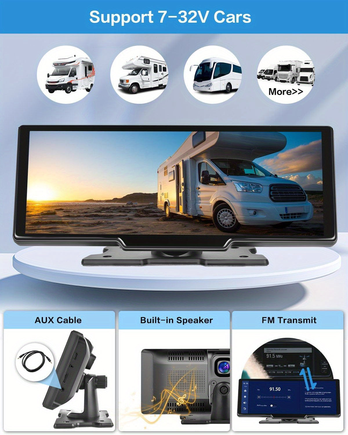 PODOFO 26.06cm Wireless Carplay Android Auto, Autoradio Portatile con Dash Cam 2.5K, Telecamera di Backup 1080P, Navigazione Car Play Controllo Vocale, Chiamata/Musica a Mani Libere, Trasmettitore AUX/FM, Scheda TF 64GB Gratuita, Regali di Buon Natale, Re