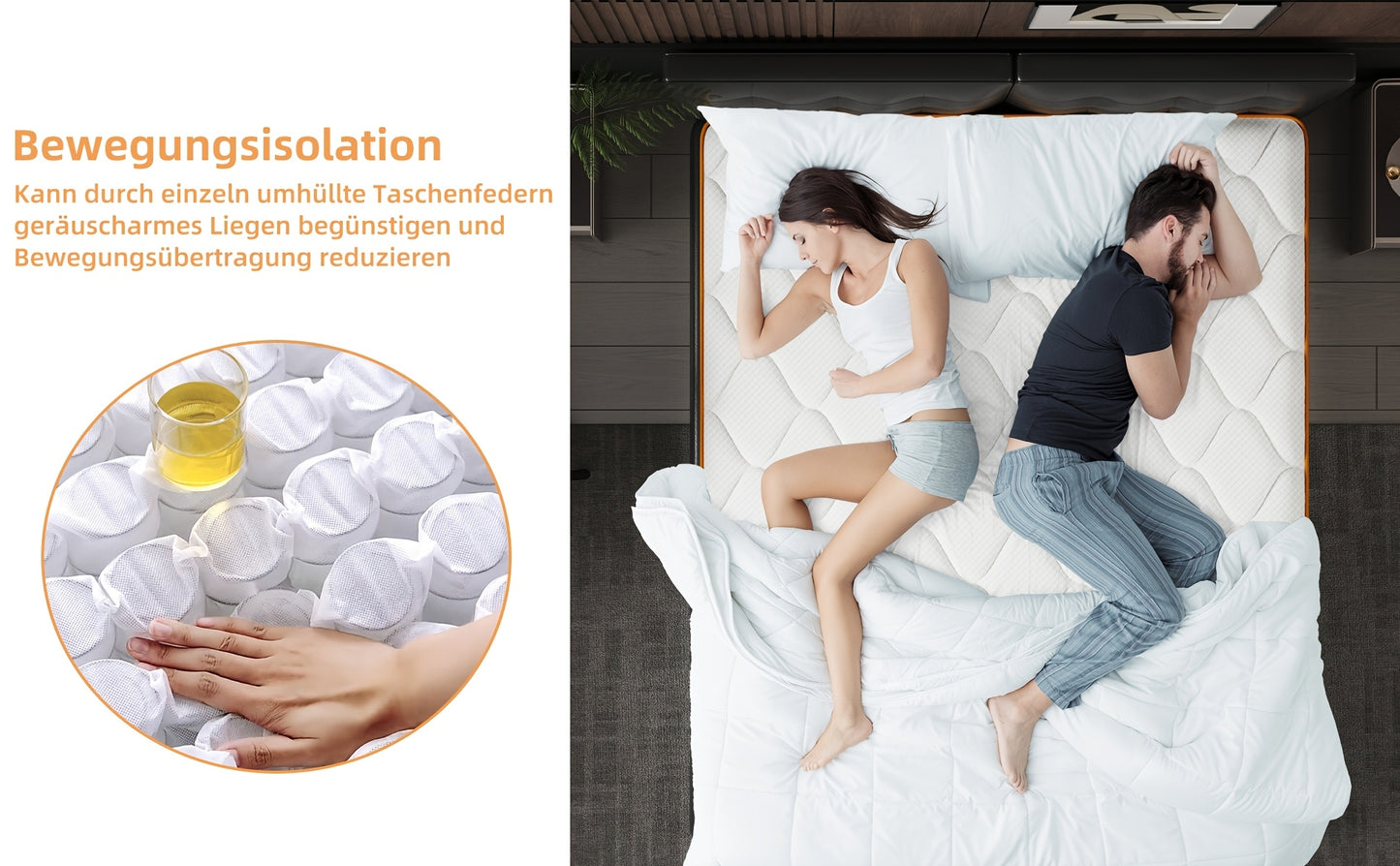 Materasso, Materasso ibrido in memory foam da 10 pollici (confezionato), Media rigidità, Molla a sacco per il sollievo dalla pressione, Isolamento del movimento. Disponibile in varie misure