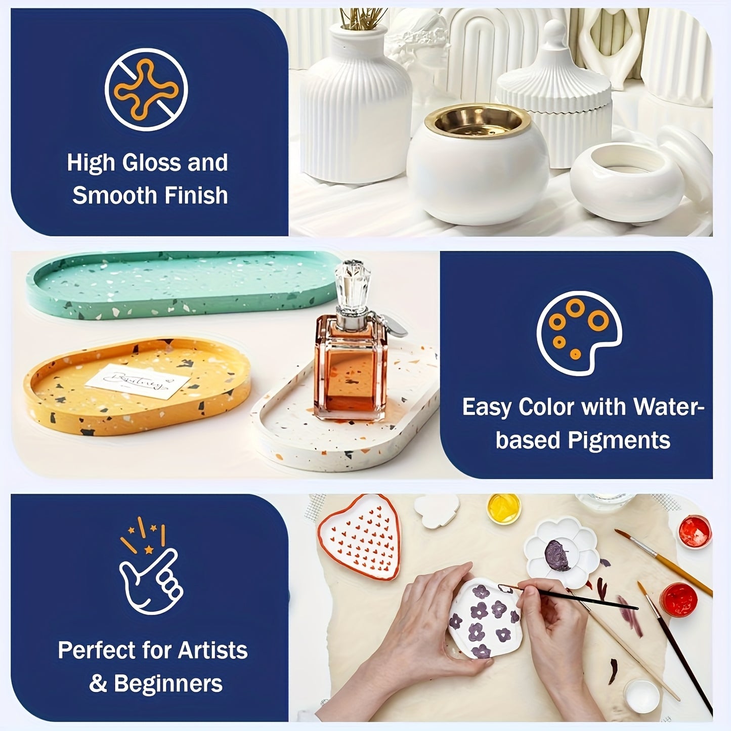Polvere per colata in resina 1000g, Kit per colata in resina a rapida polimerizzazione per principianti, Sformatura in 20-30 minuti, Polvere per modellazione in gesso ad attivazione ad acqua di facile miscelazione per artigianato, scultura, fai da te, art