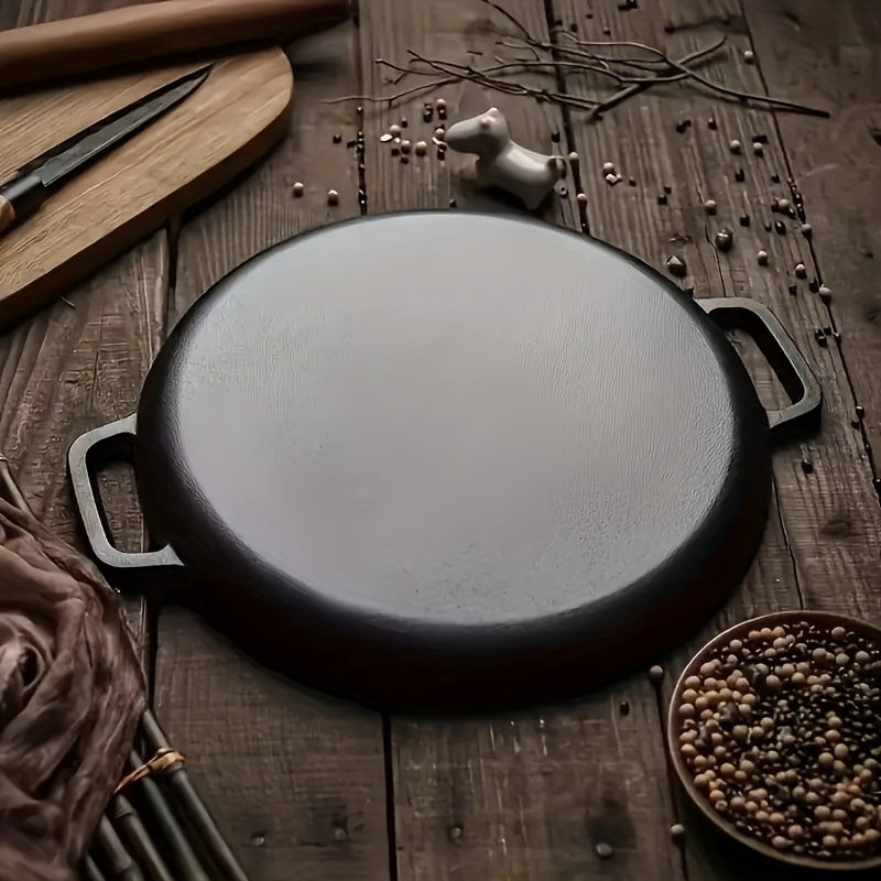 Padella versatile in ghisa - Perfetta per pizza, grigliate e pancake - Compatibile con tutti i fornelli, ideale per cucinare all'aperto e in cucine domestiche