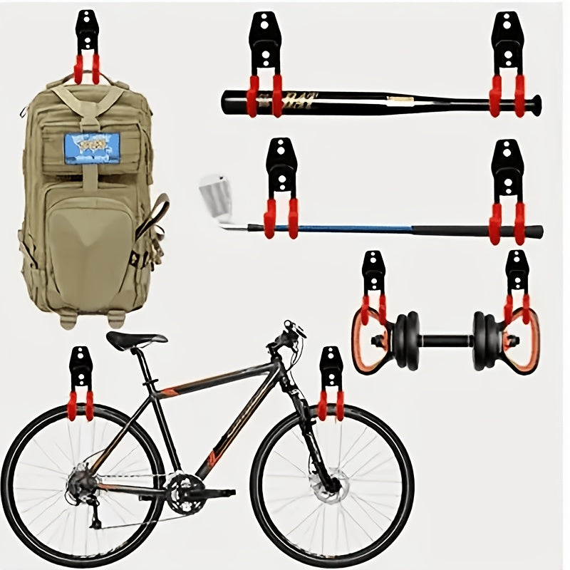 Set da 13 ganci per garage per carichi pesanti, scaffale da parete per garage di livello industriale, soluzione di stoccaggio salvaspazio per scale, biciclette, attrezzi, appendiabiti multiuso per attrezzi da giardino, scale, bicicletta
