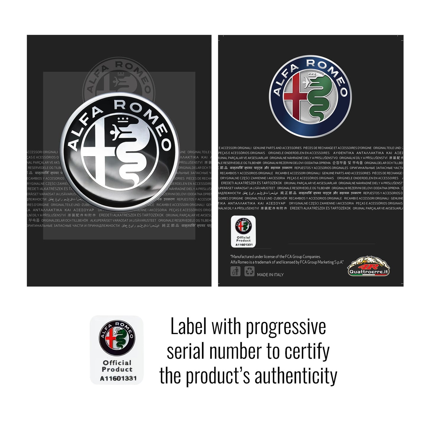 Adesivi 3D Ufficiali Logo Black, Diam. 48 mm
