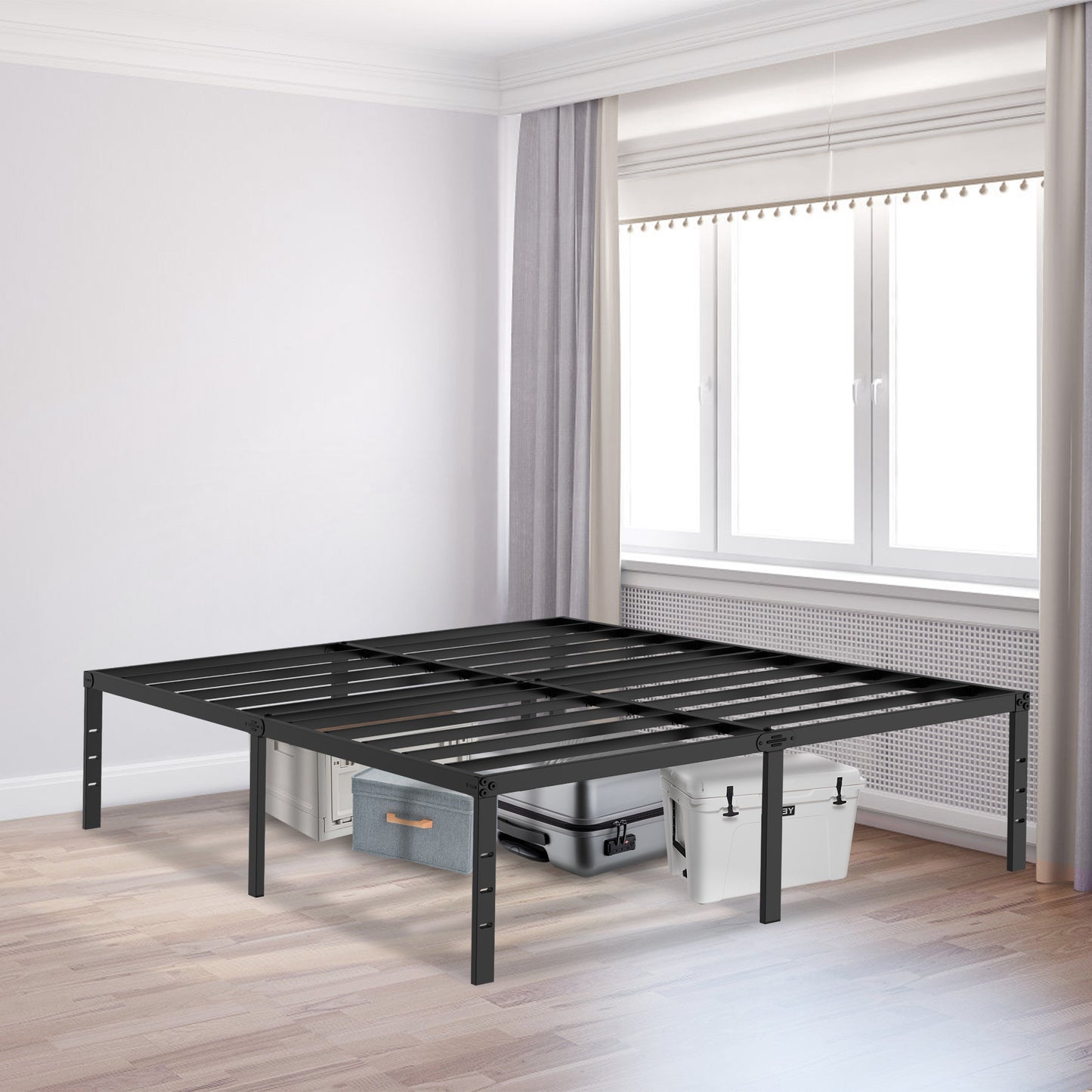 Struttura Letto in Metallo Disponibile in 90X200Cm (Singolo) 140X200Cm (Matrimoniale), Letto Resistente ed Elegante per Camera da Letto