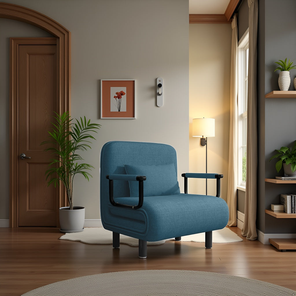 Divano letto poltrona pieghevole convertibile 5 in 1, poltrona letto lounge regolabile salvaspazio con tessuto di lino, poltrona moderna per dormitorio, monolocale e angolo accogliente, nero/marrone chiaro/verde oliva/giallo limone
