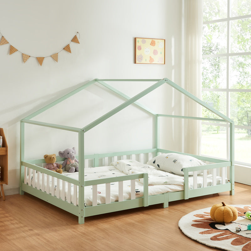 Letto per Bambini Treviolo in Stile Casa con Protezione Anticaduta in Legno di Pino