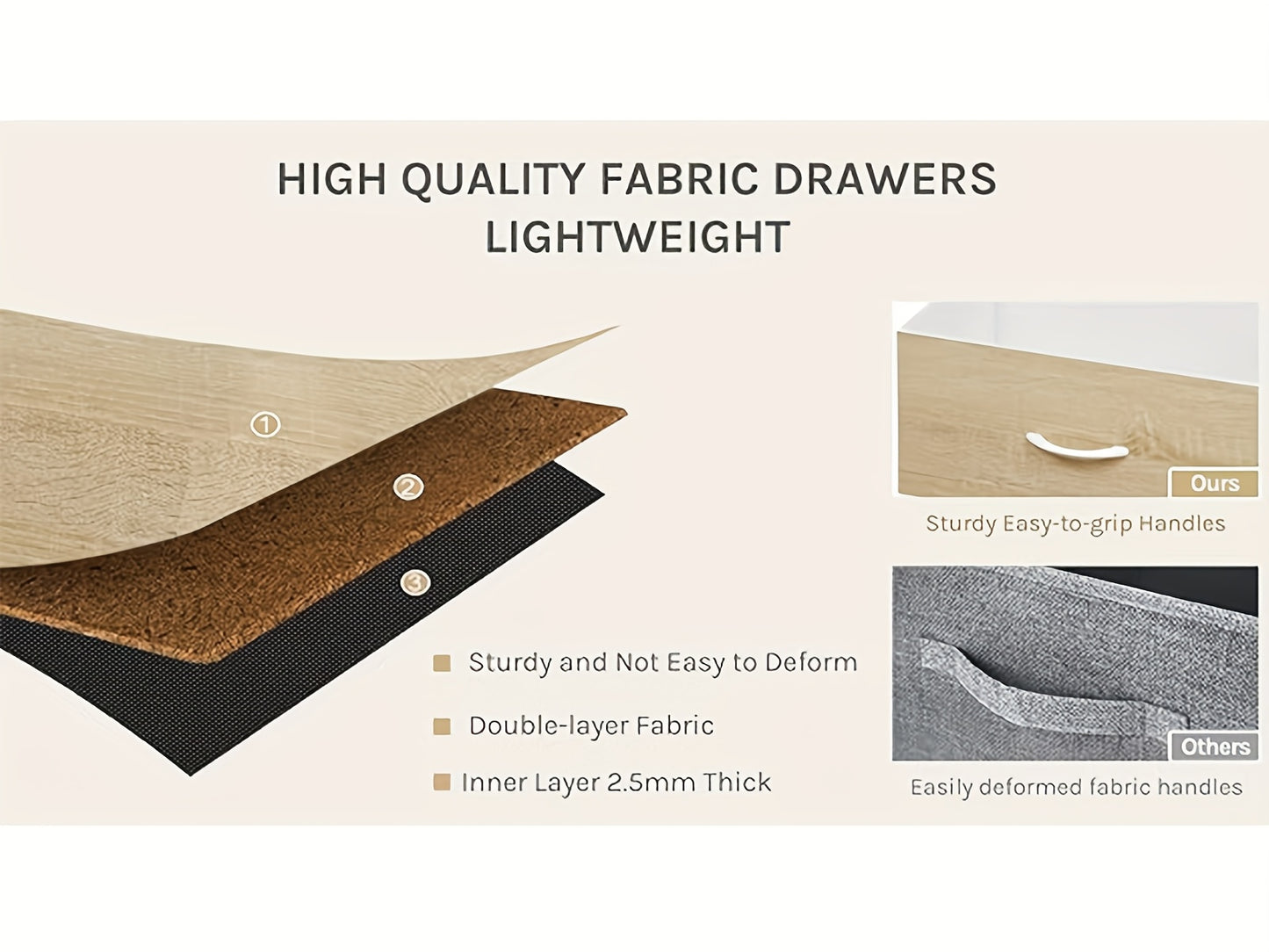 1 pz Cassettiera, Mobile a Cassetti, Telaio in Metallo, Realizzata in Legno, 5 Cassetti in Tessuto Non Tessuto, Utilizzabile come Comodino, Credenza, Mobile TV, Adatta per Camera da Letto, Soggiorno, Corridoio, Multifunzionale, Contenitore per la Casa, Ca