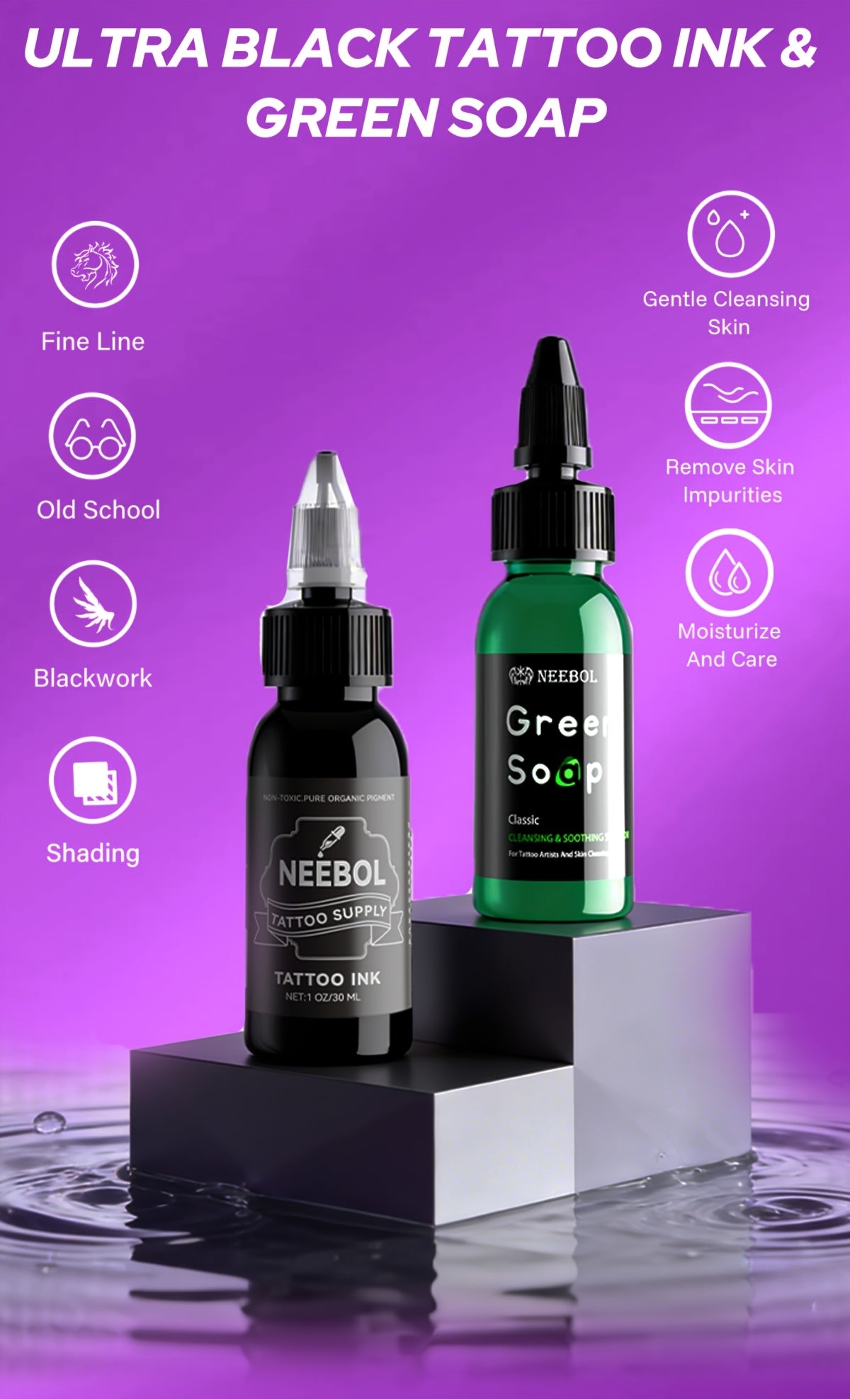 Neebol Kit Completo Macchina per Tatuaggi, Pistola per Tatuaggi Senza Fili con Display, 3 Modalità di Memoria, Set Penna Rotativa Wireless per Tatuaggi, Lunga Durata della Batteria, 20 Aghi a Cartuccia, Inchiostro per Tatuaggi Colorato, Forniture per Tatu